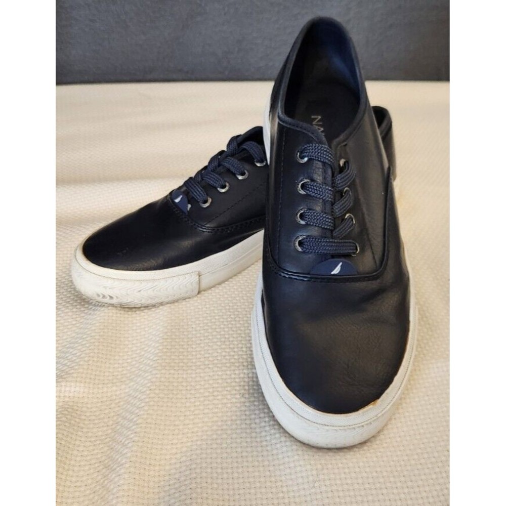 Nautica Men's Size 10 Casual Shoes Lace-Up Faux Leather Sneaker Navy Deckloom